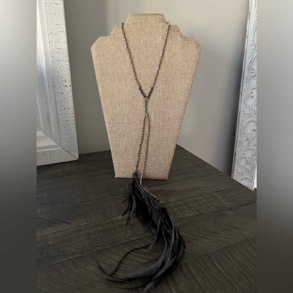 Lucky Brand Bead and Feather Necklace